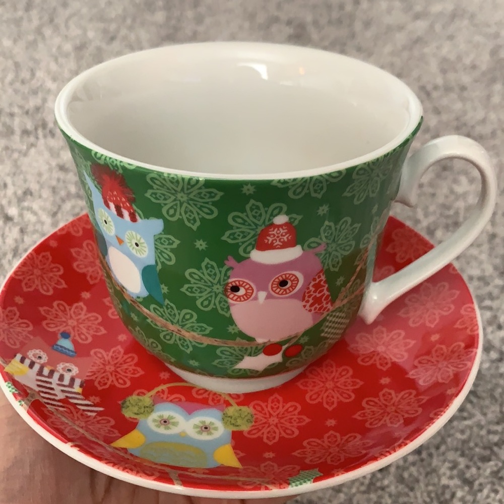 Owls Holiday Collection Tea Cup & Saucer Set